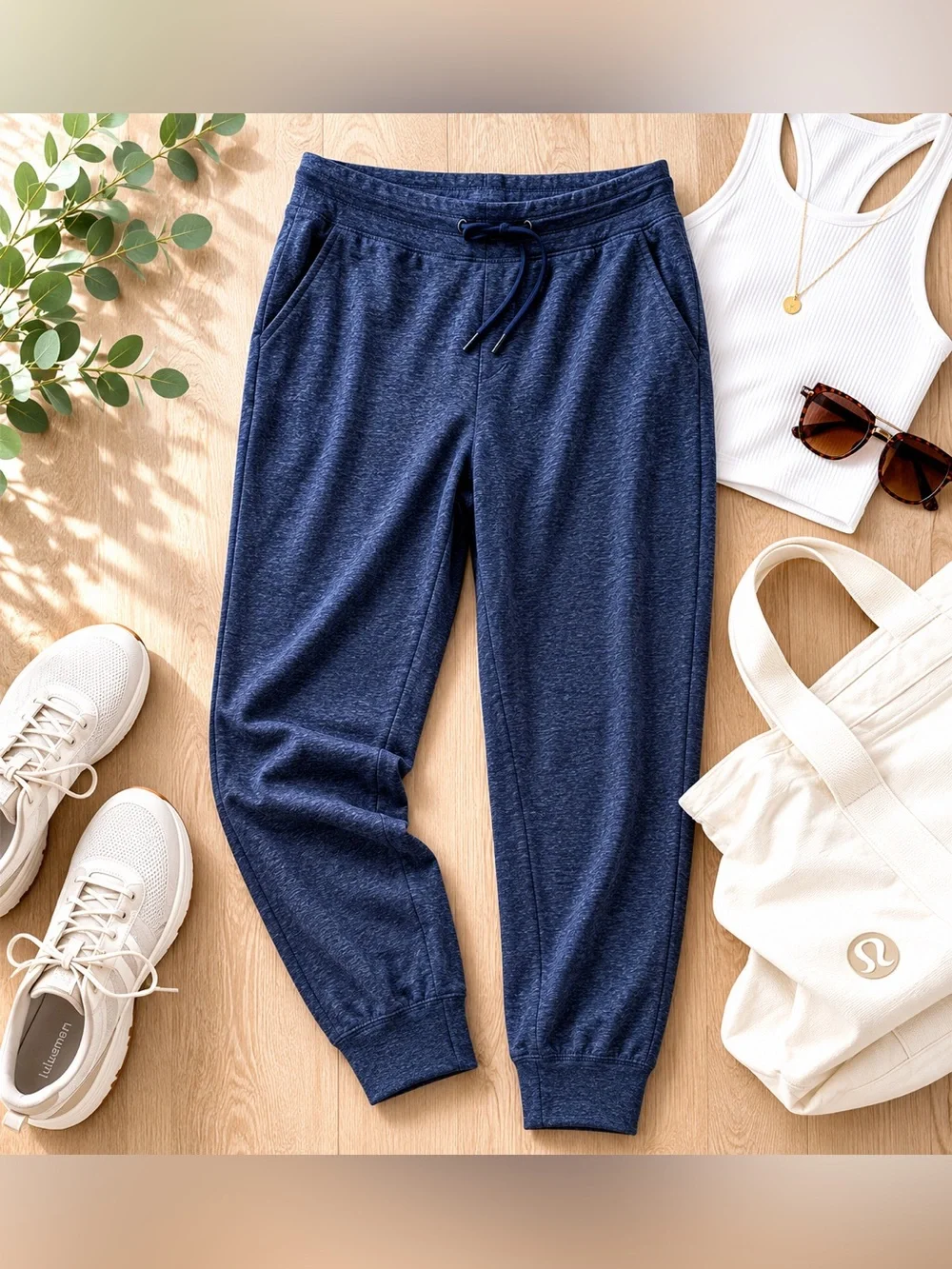 Lululemon Navy Heathered Jogger Pants Size 10 Drawstring Athleisure Travel